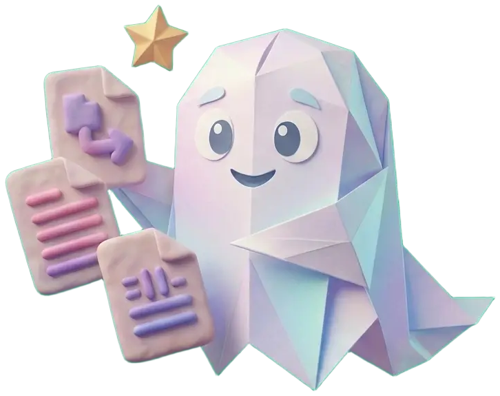 PDFActions Ghost Mascot holding PDF documents